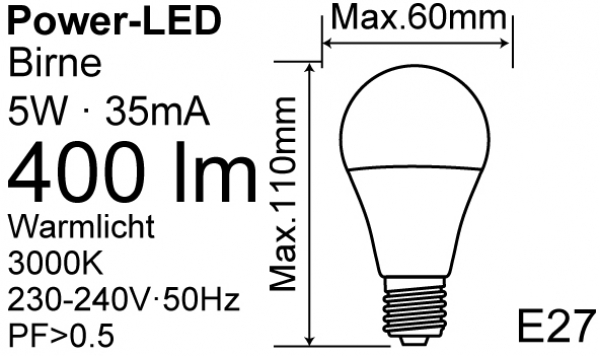 LED Birne im Doppelpack A60 5W 400 lm