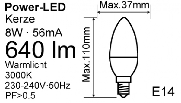LED Kerze im Doppelpack C37 8W 640 lm