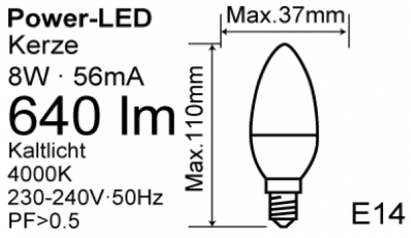 Preview: LED Kerze im Doppelpack C37 8W 640 lm Kaltlicht