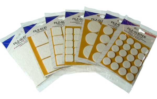 Filzgleiter, 7-fach sortiert, Farbe Weiß