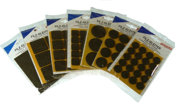 Filzgleiter, 7-fach sortiert, Farbe Braun