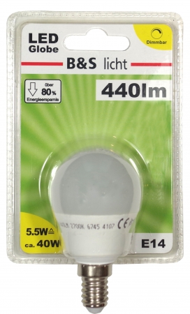 LED Miniglobe E 14 440 lm dimmbar