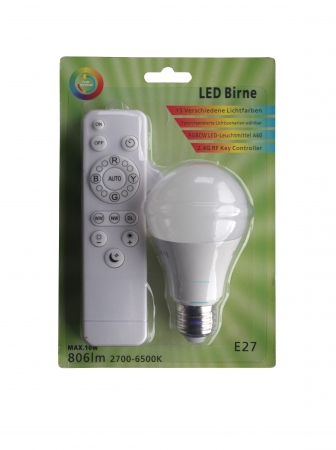 LED Birne 806 lm mit Fernbedienung