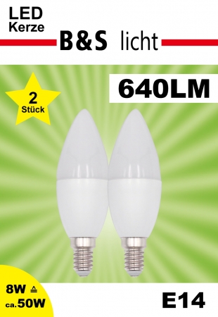 LED Kerze im Doppelpack C37 8W 640 lm
