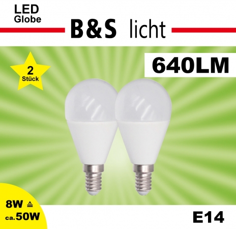 LED Mini Globe im Doppelpack G45 8W 640 lm Kaltlicht