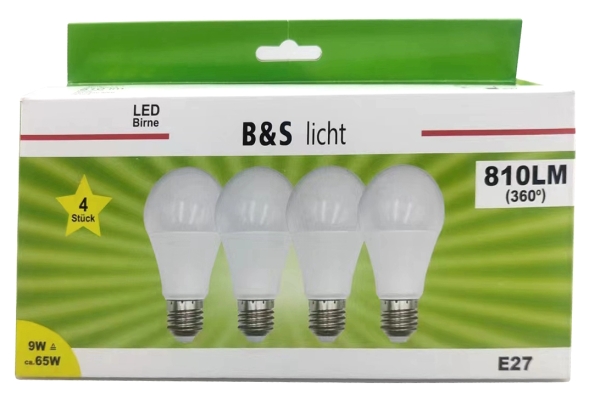 LED Birne im Viererpack A60 9W 810 lm